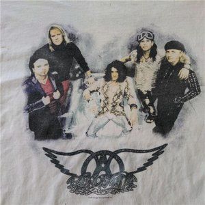 Aerosmith Nine Lives Concert Tour Band Tee Shirt 1997 White Men's Size XL